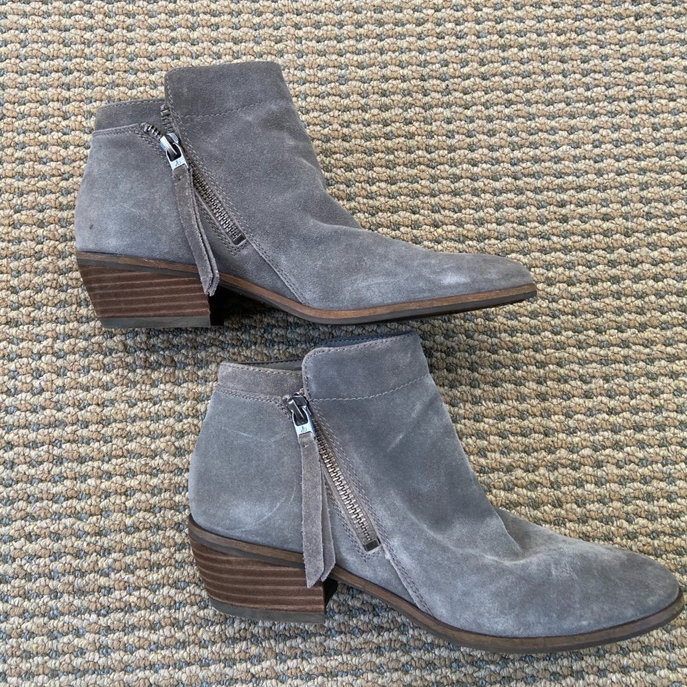 San Edelman Packer gray suede ankle booties